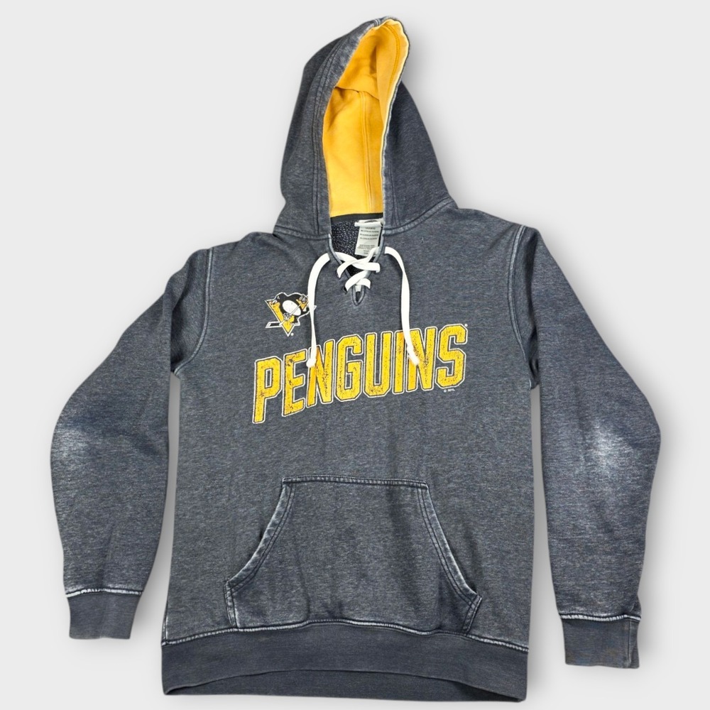 Pittsburgh Penguins Men's Hoodie Fleece Heather Charcoal NHL Hockey Size Small